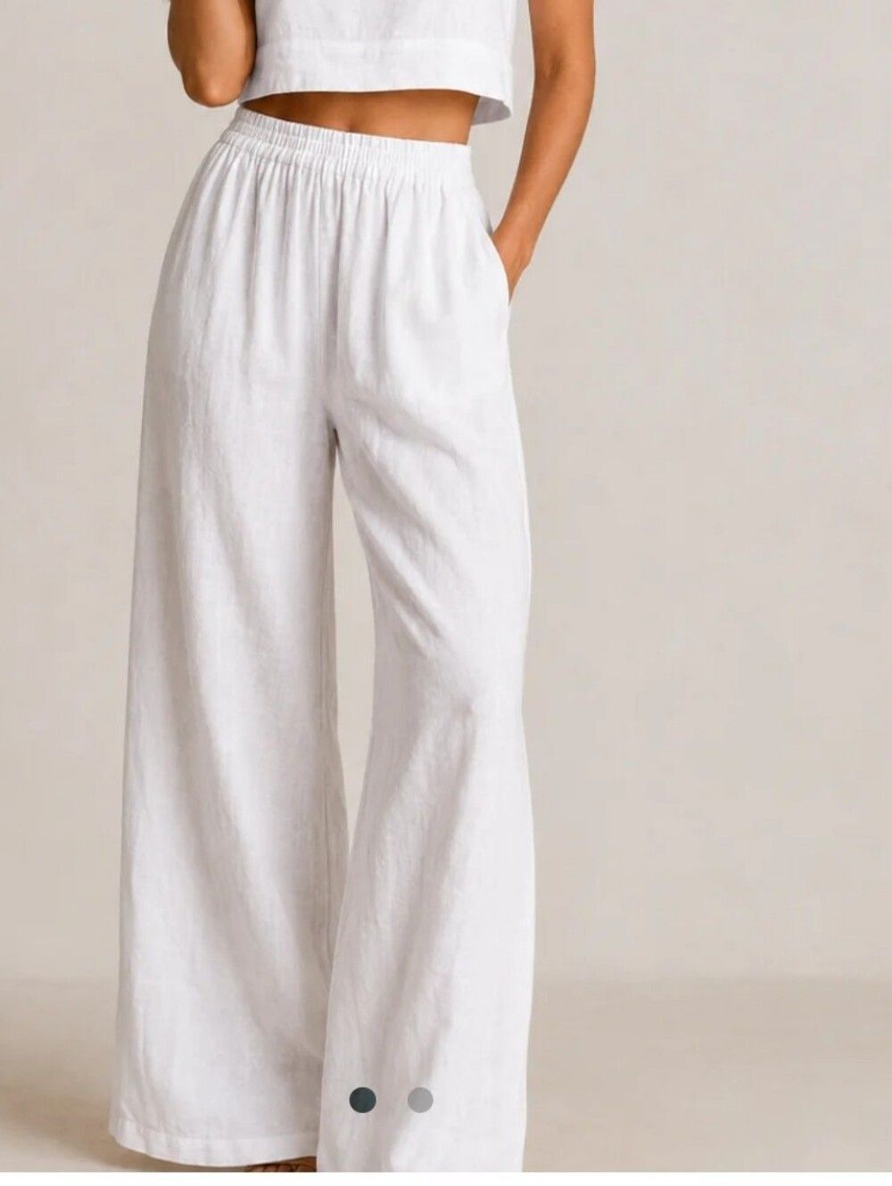 Large White Cotton Gauze Pants - Picture 5 of 12